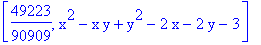 [49223/90909, x^2-x*y+y^2-2*x-2*y-3]